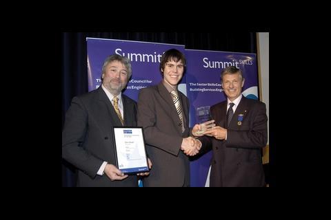 Simon Bartley, SummitSkills chairman, with award winner Chris Roach and Graham Manly.